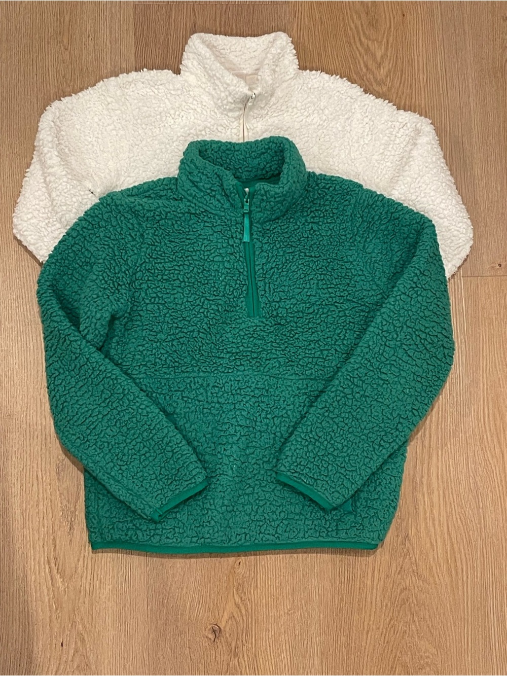 Wondershop Green and White Sherpa Quarter-Zip Pullover